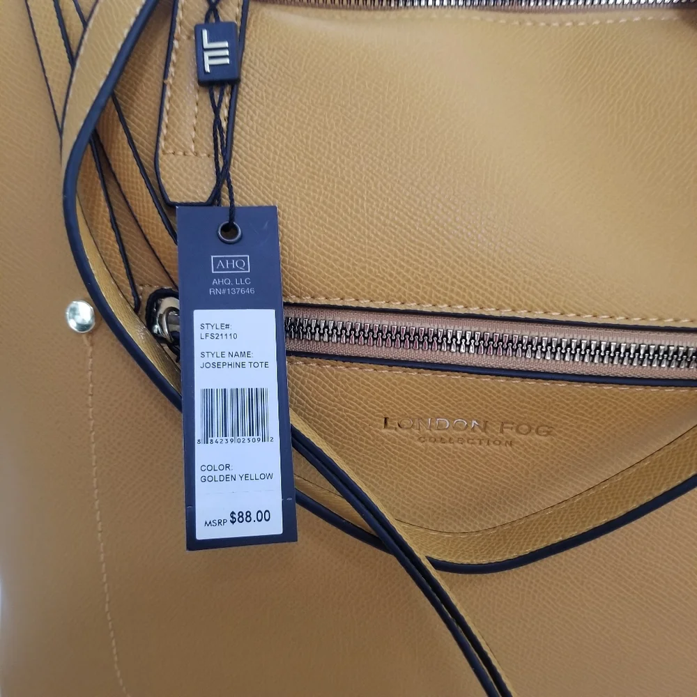 LONDON FOG YELLOW JOSEPHINE TOTE - Picture 3 of 10